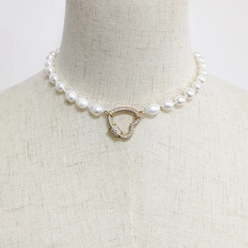 2020 Nou Stil Natural Pearl Colier Femei Fermecătoare În Stil Baroc De Apă Dulce Pearl Alb Spirală Butonul Pandantiv Collares De Moda