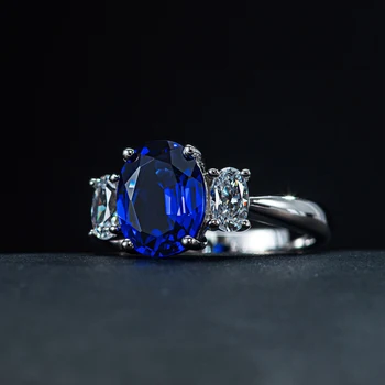 Knobspin Argint 925 Roșie De Corindon Albastru Spinel Inele De Nunta Pentru Femei De Înaltă Carbon Diamant Bijuterii Fine En-Gros