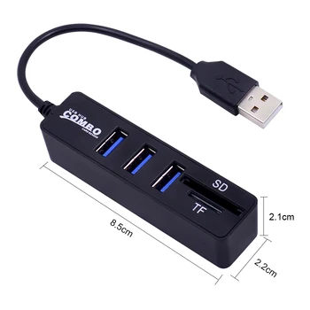 CHIPAL 10BUC HUB USB 2.0 cu 3 Port Splitter Mini 2 in 1 Combo Card Reader pentru SD TF Micro SD pentru PC, Laptop, Periferice, Accesorii