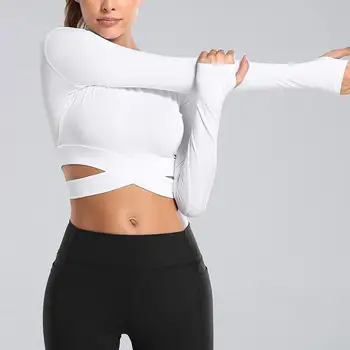 2021 Frauen Langarm Laufen Tricouri Ausgesetzt Nabel Yoga T-shirt Solide Tricouri Sport iute Uscat Sala de Fitness Crop Top Sport tragen