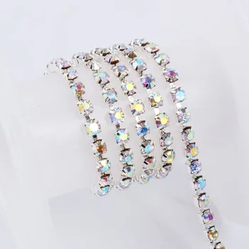 Stras lanț de cupa SS6-SS12 Dens de Cristal cu lanț de Argint de bază 3/5yards 16 culori alege pentru Îmbrăcăminte de Unghii DIY Accessoire
