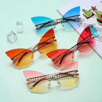 Sen Maries Fluture fără ramă de ochelari de Soare pentru Femei Brand de Lux de Designer de Moda Supradimensionate Steampunk ochelari de Soare Vintage Ochelari de UV400