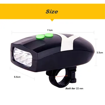 3 LED-uri Electronice Ghidon Bicicleta Inel de Clopot Corn Luminos Biciclete Lampă Față Ciclism Sunet de Alarmă Puternic Coarne Faruri pentru Biciclete