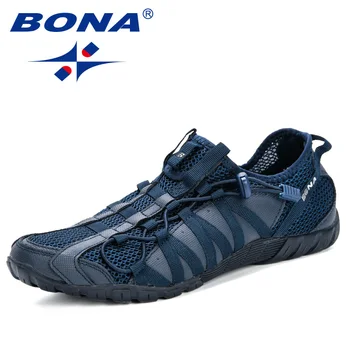 BONA 2019 Nou Populare Pantofi Casual Barbati Lac-up Ușor, Confortabil Respirabil de Mers pe jos Adidași Om Tenis Feminino Zapatos