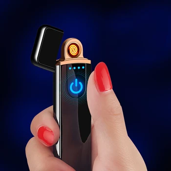 Touch netedă Brichete USB Exigibilă Windproof Metal Brichete pentru Fumători Om Femeile Accesorii de Fumat Dropshipping