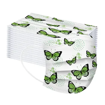 Adult masca fluture de imprimare element masca adult 3Ply ureche cârlig de imprimare fluture verde sport mască de protecție mascarillas 40*