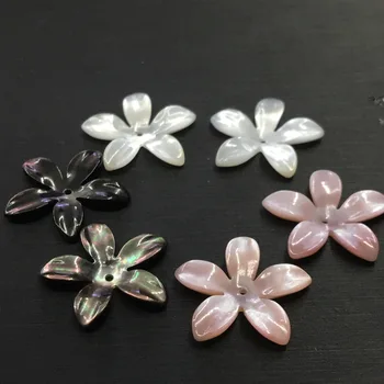 10buc Alb galben roz cinci petale ascuțite shell flori DIY gaura pandantiv bijuterii accesorii 20mm