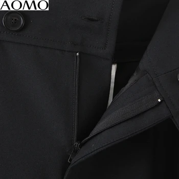 AOMO fahsion femei de moda de bază pantaloni costum negru cu fermoar birou de sex feminin doamna pantaloni pantaloni mujer QB131A