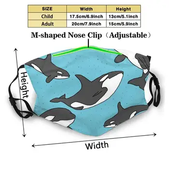 Orca Imprimare Reutilizabile Masca Pm2.5 Filtru De Modă De Gura, Masca Pentru Copil Adult Orca, Balena Ucigasa Delfin Masca De Ecologie Marină