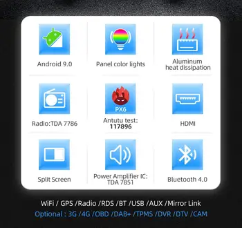 Bosion PX6 Auto Multimedia Player 1 din Android 10 Radio Auto pentru Peugeot 301 Gps Auto Navigatie Player BT WI-FI 4G Free CAM