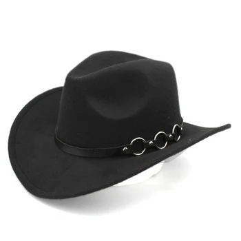 Mistdawn de Moda de Vest Cowboy de Echitatie Pălărie Cowgirl Capac Crescător de vite Petrecere Jazz Pălărie Largă Refuz O Inele Bandă de Piele Marimea 56-58cm