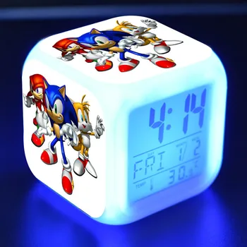Figurine Anime LED Ceas Deșteptător Colorat Flash de Lumină Termometru Desene animate figura jucarii