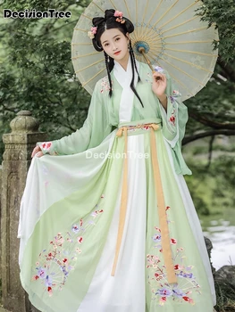 2021 chineză hanfu rochie vechi costume populare tradiționale stadiu de dans îmbrăcăminte retro rochie de printesa hanfu femei broderie hanfu