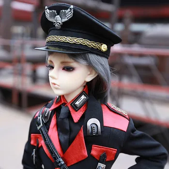 Papusa Accesorii BJD Capac Pălărie High-end Personalizate 70cm 1/3 1/4 bjd de sex Masculin Băiat Militare Uniformă de Poliție Alb Negru Blu Costum Costum