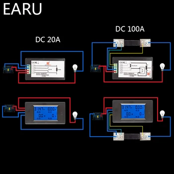 DC 6.5-100V 0-100 0-20A Ecran LCD Digital de Curent Tensiune a Contorului de Energie Multimetru Ampermetru Voltmetru 100A Șunt de Curent