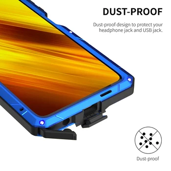 Caz Pentru Xiaomi POCO X3 NFC F2 Pro Pocophone F1 Sticla Grele de Protecție Armura rezistenta la Socuri Greu Aluminiu Metal Cazuri