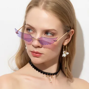 Aripi de Lentile de ochelari de Soare Femei de Metal fără ramă Ochi de Pisica Ochelari de Soare ochelari de Soare Barbati Brand Designer gafas de sol mujer 2020