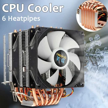 6 heat pipe-Cooler CPU Radiator de Răcire 3PIN Dual Fan Calculator PC Caz Fani Pentru LGA 1150/1151/1155/1156/1366/775 Pentru HUANANZHI