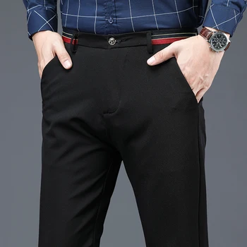 2020 Iarnă Primăvară Bărbați Clasic Pantaloni De Moda De Afaceri Chino Pantaloni Sex Masculin Stretch Slim Fit Lung De Lână Cald Rusia Pantaloni Casual
