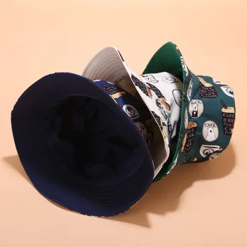 Vara Pescar Palarie Unisex Desene Animate De Imprimare Reversibile Găleată Pălării Femei Bărbați Găleată Cu Capac Vintage Pălăria De Pescuit