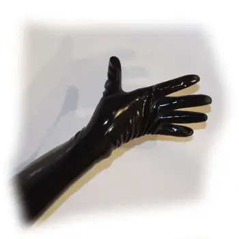 3D încheietura mâinii fără sudură pentru adulti unisex negru din Latex mănuși Lungi, mănuși de latex fetish