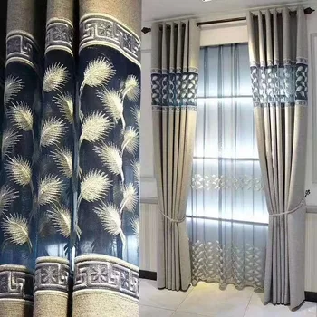 Stil European Cașmir Gol Brodate, Perdele Dormitor, Living Vila Umbrire Cortina Personalizate