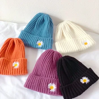 2020 Moda Iarna căciuli femei Pălărie Tricot Scurt mic daisy Schi Căciuli Toamna Iarna Casual Culoare Solidă Beanie Hat