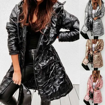 Jacheta de Înaltă Calitate Strat cu Glugă Femei Buzunar Jachete de Moda de Iarnă Caldă Femeie Haine Casual Geci 2021 Noi de Iarna #T1G
