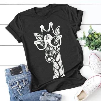2020 Vara Noi giraffe print t shirt pentru femei desene animate casual t-shirt doamna maneci scurte topuri tricouri tricou haine de sex feminin femme