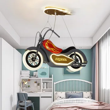 2020 Nou Rășină Acrilică Motocicleta Candelabru Pentru Copii, Cameră de Băieți Dormitor Creative Desene animate Bara de LED-uri Lampa Decor Acasă