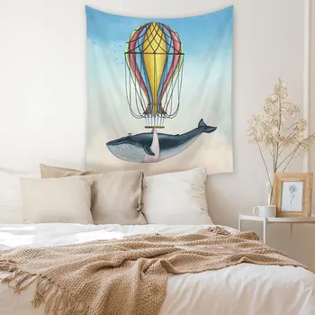 Ocean Stil Tapiserie De Pe Perete Whale Print Decorativ Dormitor Covor De Perete Decor Acasă Poliester Living Tapiserie