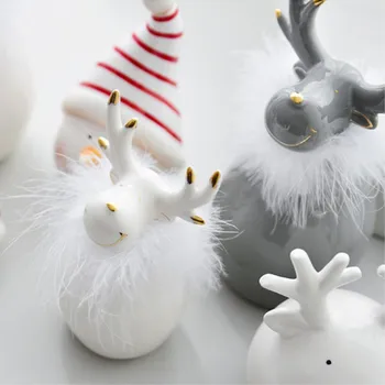INS Nordic Ceramice Elan Ornamente de Craciun Desktop Miniatură Figurine Decoratiuni de Craciun Pentru Decor Acasă Meserii Cadouri de Anul Nou
