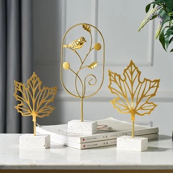 Creative foita de Aur Acasă Accesorii Decor Modern Flori Ornamente Miniaturale Metal Figurine din lemn, birou decor
