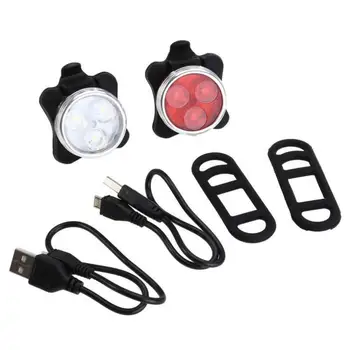 Built-in Baterie USB Reîncărcabilă LED Biciclete Lumina Bicicleta lampa Ciclism Set Față Luminoasă a Farurilor din Spate Coada Lanterna 4 Moduri