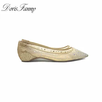DorisFanny Bling Cristale femei pantofi plat din Piele Interior doamnelor pantofi casual Femei Petrecerea de Nunta Pantofi