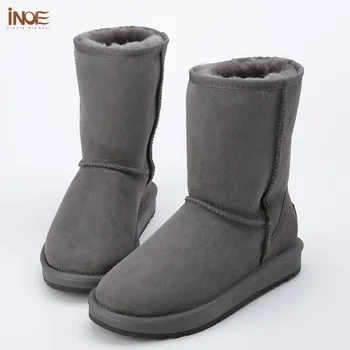 Adevărata piele de oaie piele de căprioară om de zăpadă de iarnă cizme pentru bărbați oaie blana căptușite pantofi de iarnă de înaltă calitate, maro, negru, gri non-alunecare