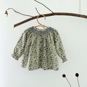 Fete Bluza de Catifea Vintage Florale Top Toddler Fata coreeană Haine Toamna Iarna Bluze 1-7Y