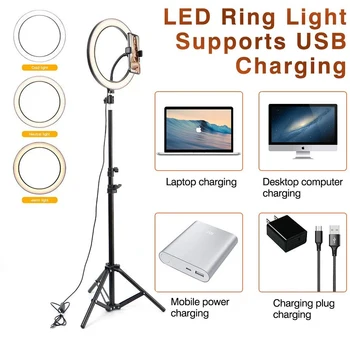 Selfie Inel de Lumina cu Trepied Telefon Ringlight Smartphone Rigth Usor Bright Led-uri Lampa Foto pentru Vedio Fotografice de Iluminat