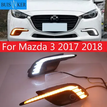 Pentru Mazda 3 2017 2018,Galben Cotitură Releu de Semnal Impermeabil Auto 12V LED DRL Daytime Running Light cu Lampa de Ceață Gaura