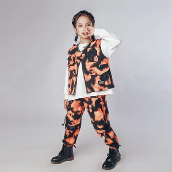 Copil Hip Hop Îmbrăcăminte Vestă fără Mâneci Jacheta Top Vesta Streetwear Camo Crago Pantaloni pentru Fete Baieti Jazz Dans Costum de Haine