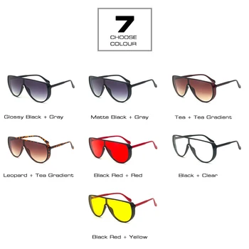 SHAUNA Flat Top Supradimensionat Una Bucata ochelari de Soare Moda pentru Femei Ochelari de cal Nuante Bărbați UV400