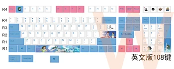 1 set PBT sublimare keycap potrivit pentru ANSI standard keyboard layout și MX switch-uri mecanice tastatura taste