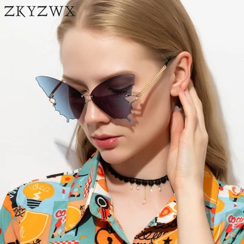 ZKYZWX Festivalul Butterfly ochelari de Soare Femei Ocean Obiectiv fără ramă de ochelari de Soare pentru Barbati, Design de Lux Strada Împușcat Ochelari Supradimensionate