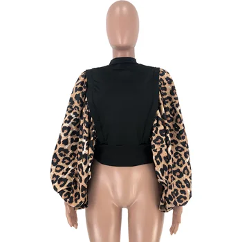 Echoine tunique femme leopard Felinar Vintage Maneca Bluza Bluza Leopard Elegant Tricou Femei roupa feminina femei topuri