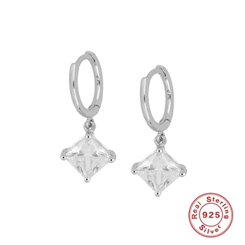 ROXI Lux Spumant Pătrat Zircon Cristale Hoop Cercei pentru Femei Logodna Nunta Cercei Argint 925 Bijuterii Oorbellen
