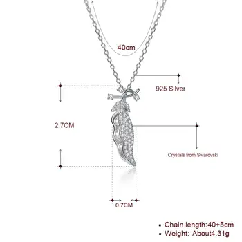LEKANI Argint 925, Bijuterii Coliere Coliere Pentru Femei Stralucitoare Austria Cristal de Roșcove Forma de Plante Pandantiv Coliere Fierbinte