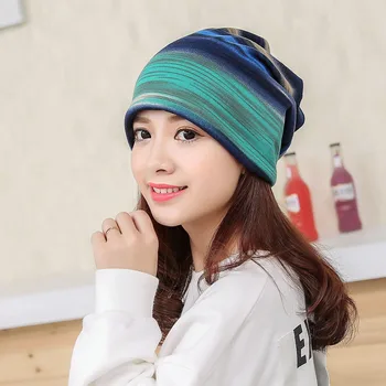 Moda Primavara Femei Pălărie Turban Toamna Iarna Cald Frizură Capace Colorate cu Dungi Eșarfă de protecție Solară Sport Căciuli Accesorii
