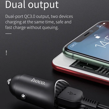 Hoco 18W Dual USB Masina Încărcător QC3.0 Pentru iPhone 12 11 Repede Masina Cigeratte Adaptor Cablu USB-C Pentru Xiaomi Telefon Samsung Incarcator de Masina