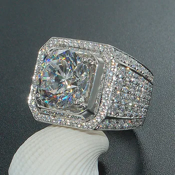 14K Aur Alb Inel cu Diamante pentru Bărbați 3 carate Diamant bague Piatră prețioasă anillos Bague argint 925 bijuterii bijoux femme inele cu diamante
