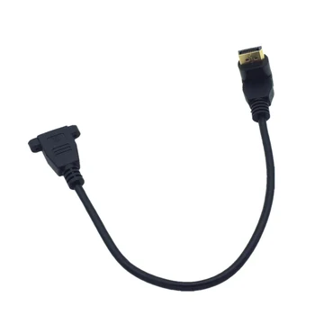 Aur Display Port Masculin unghi de 90° la Femeie montare pe panou Extensie Cablu 0.3 m